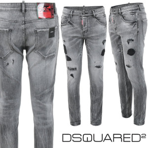 DSQUARED2 디스퀘어드2 마운틴 다크 그레이 워싱 슬림 일자진