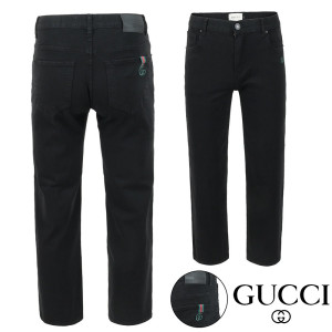 ●2월 판매 19위● GUCCI 구찌 시그니처 자수 팁 블랙 스트레이트진