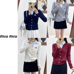 MIUMIU 미우미우 셔츠 카라 레이어드 가디건