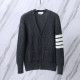 THOM BROWNE 톰브라운 사선 스트라이프 브이넥 가디건