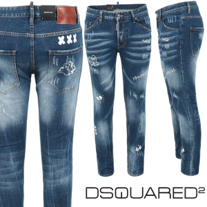 DSQUARED2 디스퀘어드2 그래피티 워싱 슬림 일자진