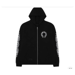 CHROME HEARTS 크롬하츠 홀스슈 플로랄 플리스 후드집업