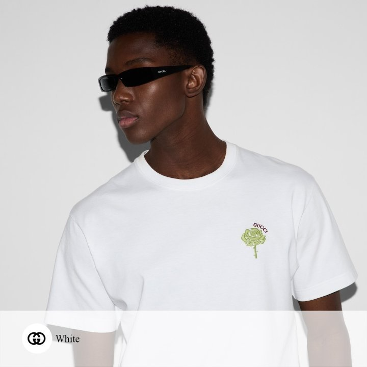 GUCCI 구찌 플라워 자수 티셔츠