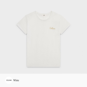CELINE 셀린느 체인 스티치 골드 루렉스 자수 티셔츠