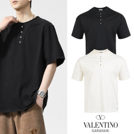 VALENTINO 발렌티노 메인 락스터드 실켓 하프 티셔츠