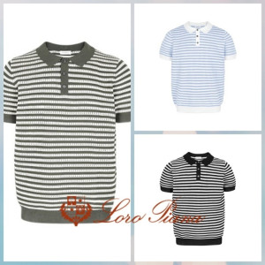 LOROPIANA 로로피아나 펀칭 스트라이프 카라