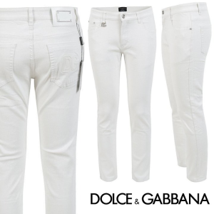 DOLCE & GABBANA 돌체앤가바나 엠보 화이트 슬림 일자진