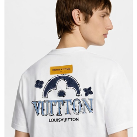 LOUIS VUITTON 루이비통 LV 데님 사이드 업 숏 슬리브 티셔츠