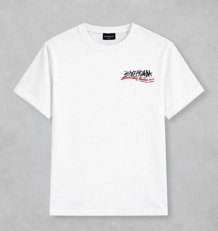 BALENCIAGA 발렌시아가 스크래쳐 캠페인 자수 로고 빈티지 숏 슬리브 티셔츠