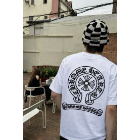 CHROME HEARTS 크롬하츠 부크레 홀스슈 스크롤 백 자수로고 숏 슬리브 티셔츠 2COLOR