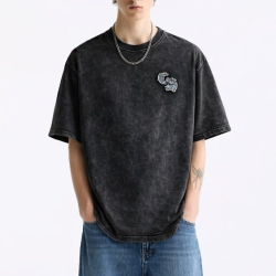 CHROME HEARTS 크롬하츠 CH 데님 패치 피그먼트 빈티지 숏 슬리브 티셔츠