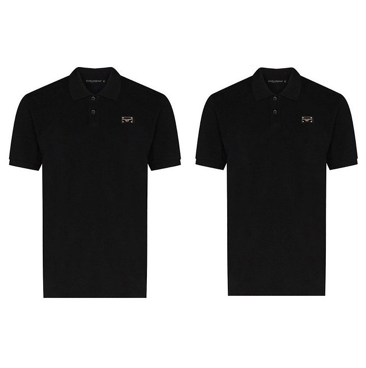 DOLCE & GABBANA 돌체앤가바나 밀라노플레이트 골드 커플 카라 반팔티