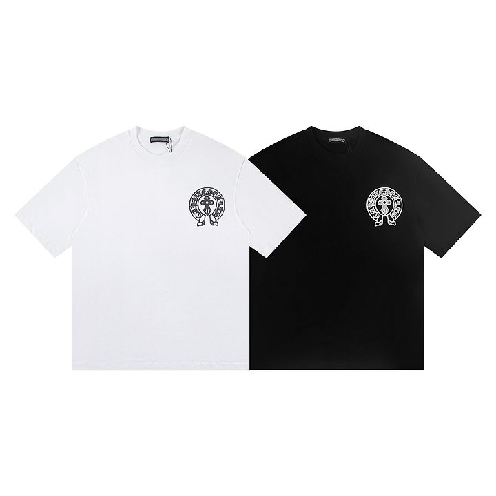 CHROME HEARTS 크롬하츠 6328 홀스슈 레더 스틸 크로스 반팔