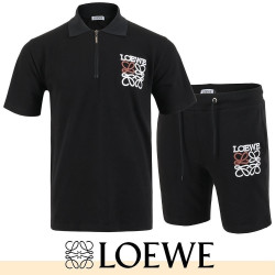 LOEWE 로에베 아나그램 자수 지퍼 카라 하프 셋업