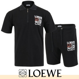 LOEWE 로에베 아나그램 자수 지퍼 카라 하프 셋업