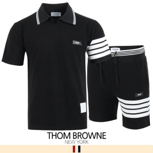 THOM BROWNE 톰브라운 화이트 시보리 오픈 카라 하프 셋업