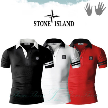 STONE ISLAND 스톤아일랜드 라인 패치 카라 반팔