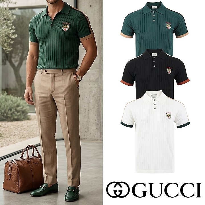 GUCCI 구찌 타이거자수 숄더라인 카라니트