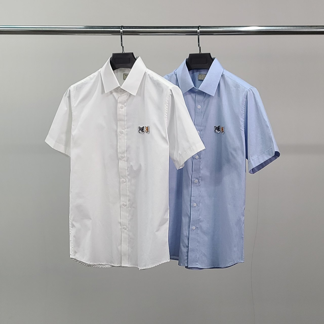 MAISON KITSUNE 메종키츠네 더블폭스 옥스포드 반팔 셔츠