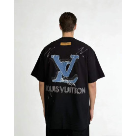 LOUIS VUITTON 루이비통 데님 자수 로고 티셔츠