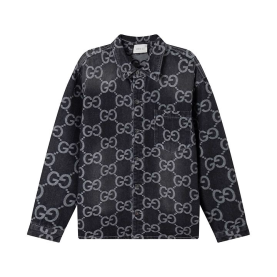 GUCCI 구찌 64260 GG 자카드 데님 셔츠