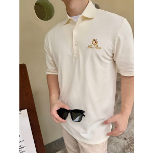 LOROPIANA 로로피아나 64315 엠브로이더드 크레스트 코튼 피케 폴로 반팔 2COLOR