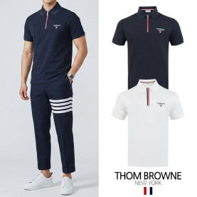 THOM BROWNE 톰브라운 레터링삼선 쿼터짚 하프니트