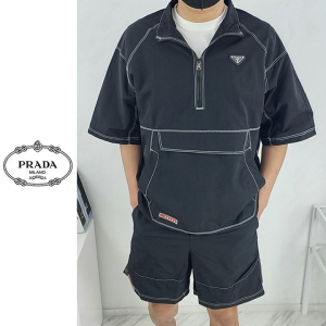 PRADA 프라다 삼각로고 리나일론 반팔 셔츠 셋업 2COLOR