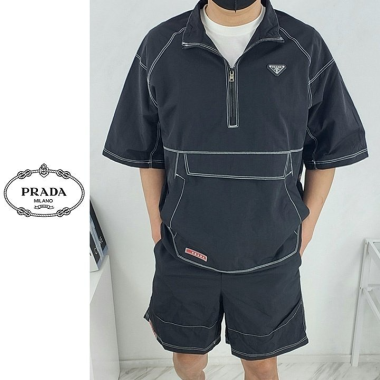PRADA 프라다 삼각로고 리나일론 반팔 셔츠 셋업 2COLOR