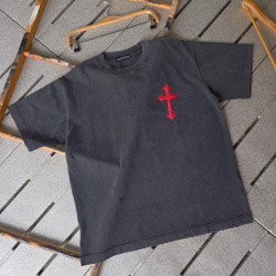CHROME HEARTS 크롬하츠 레드 크로스 패치 티셔츠 2COLOR