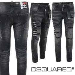 DSQUARED2 디스퀘어드2 플래그 패치 블랙 슬림 일자진