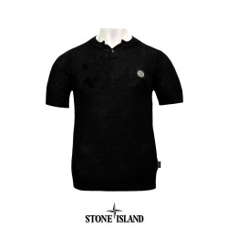 STONE ISLAND 스톤아일랜드 스퀘어 와팬 쿨링 린넨 Y 헨리넥 하프 머슬핏 니트 2COLOR