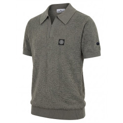 STONE ISLAND 스톤아일랜드 스퀘어 와펜 Y카라 니트 반팔 4COLOR