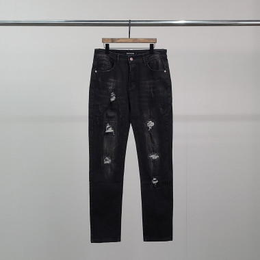 BALENCIAGA 발렌시아가 포켓로고 데미지 흑 청바지