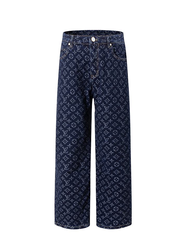 LOUIS VUITTON 루이비통 607158 모노그램 자카드 인디고 데님 팬츠