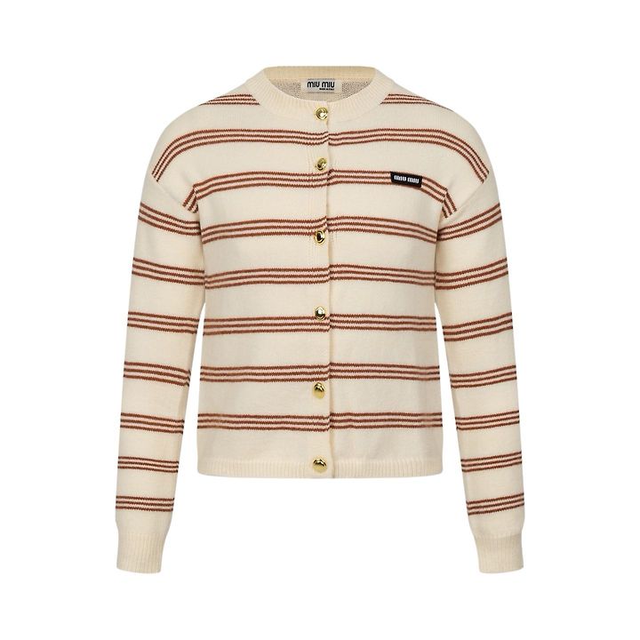 MIUMIU 미우미우 60001 여성 셰틀랜드 스트라이프 니트 가디건 2COLOR