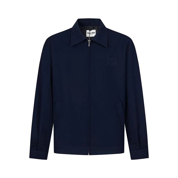 MIUMIU 미우미우 60188 엠브로이더드 로고 블루종 자켓