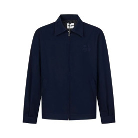 MIUMIU 미우미우 60188 엠브로이더드 로고 블루종 자켓
