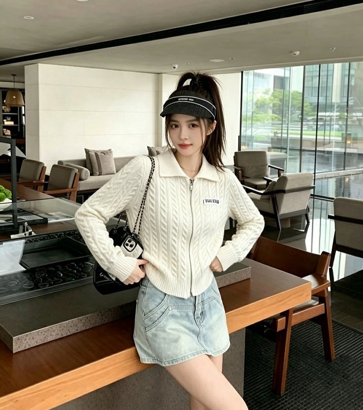 MIUMIU 미우미우 트위스트 지퍼 가디건 2COLOR