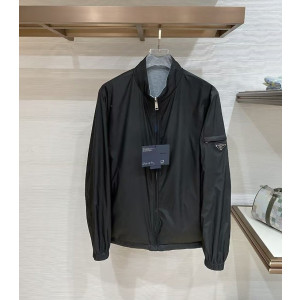 PRADA 프라다 리나일론 삼각로고 양면 블루종 자켓