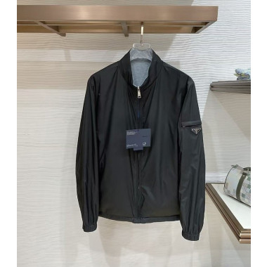 PRADA 프라다 리나일론 삼각로고 양면 블루종 자켓