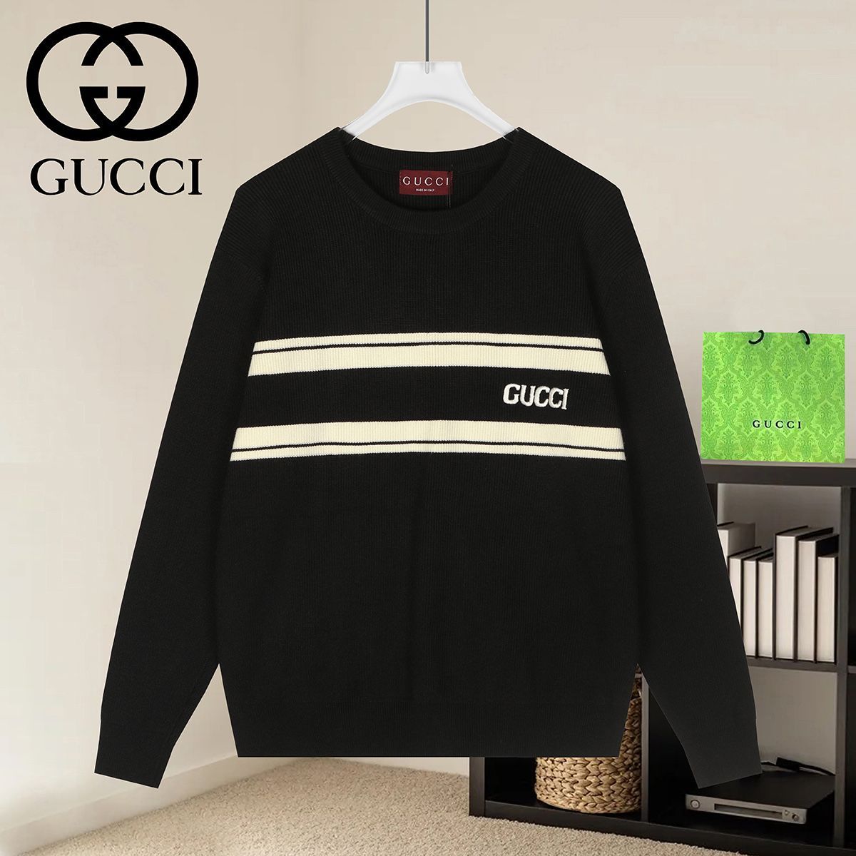 GUCCI 구찌 60085 스트라이프 로고 니트 2COLOR