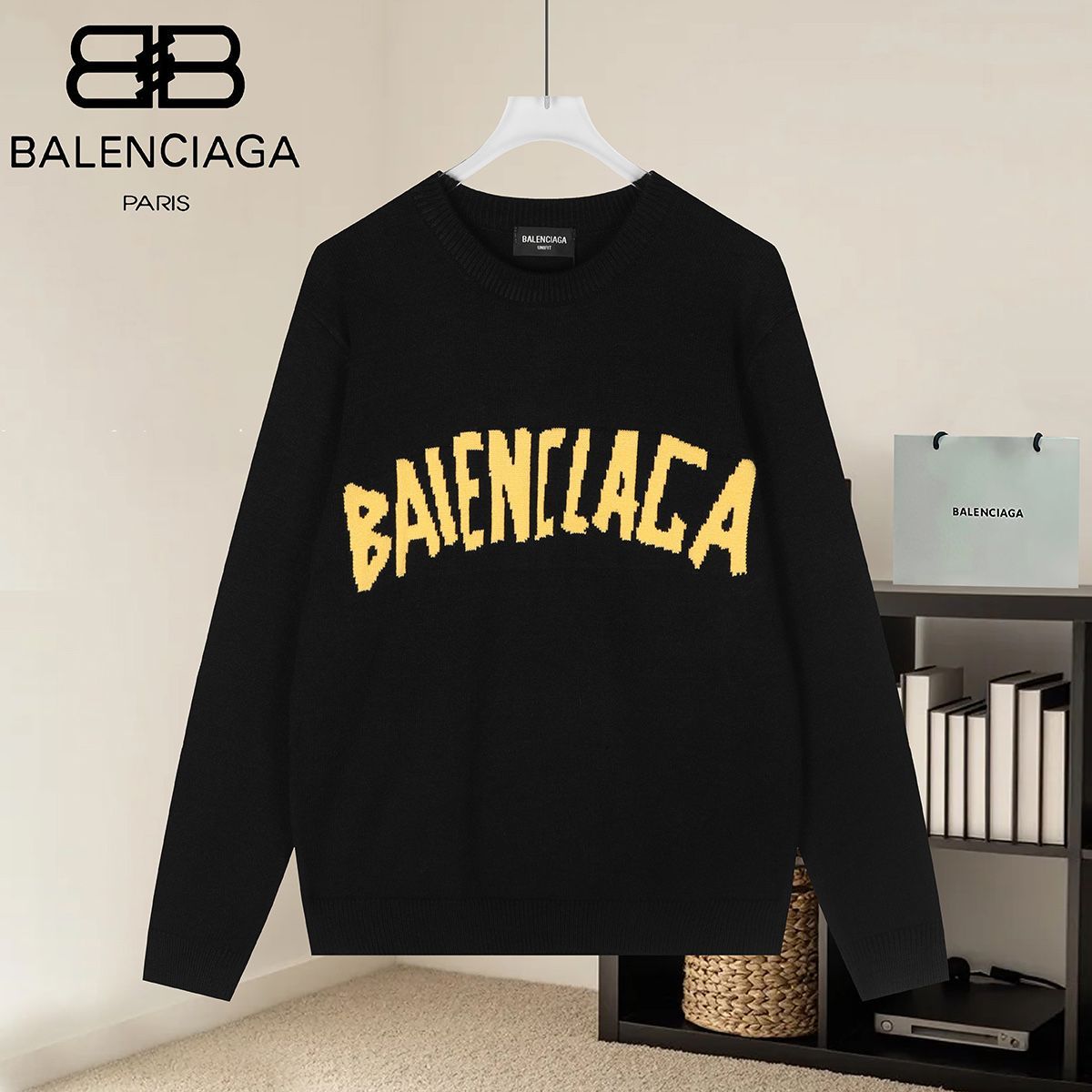 BALENCIAGA 발렌시아가 60066 로고 자카드 니트 　