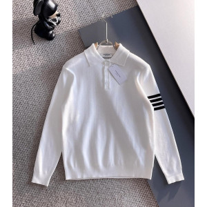 THOM BROWNE 톰브라운 사선 울 카라 니트 2COLOR