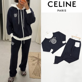 CELINE 셀린느 아뜰리에 로고 오버핏 후드집업 셋업