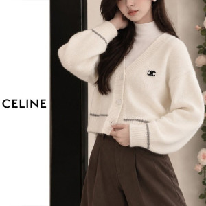 CELINE 셀린느 브이넥 배색 라인가디건 3COLOR