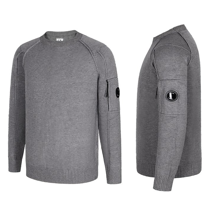 C.P COMPANY C.P컴퍼니 라운드 니트 스웨터 렌즈와펜 램스울 스트라이프 2COLOR