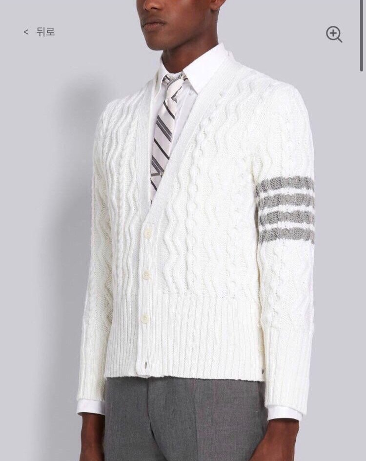 THOM BROWNE 톰브라운 4BAR 메리노 울 아란 케이블 가디건